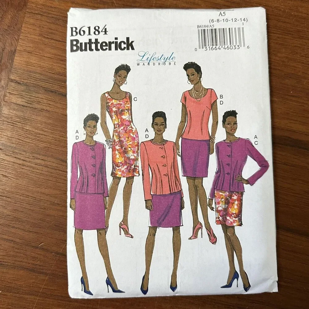 UNCUT Butterick 6184 Misses Jacket Top Dress Skirt Sewing Sz 6-14